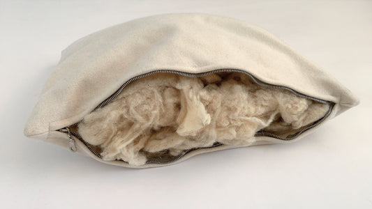 Wool Pillow, Front Opened, Wool Visible
